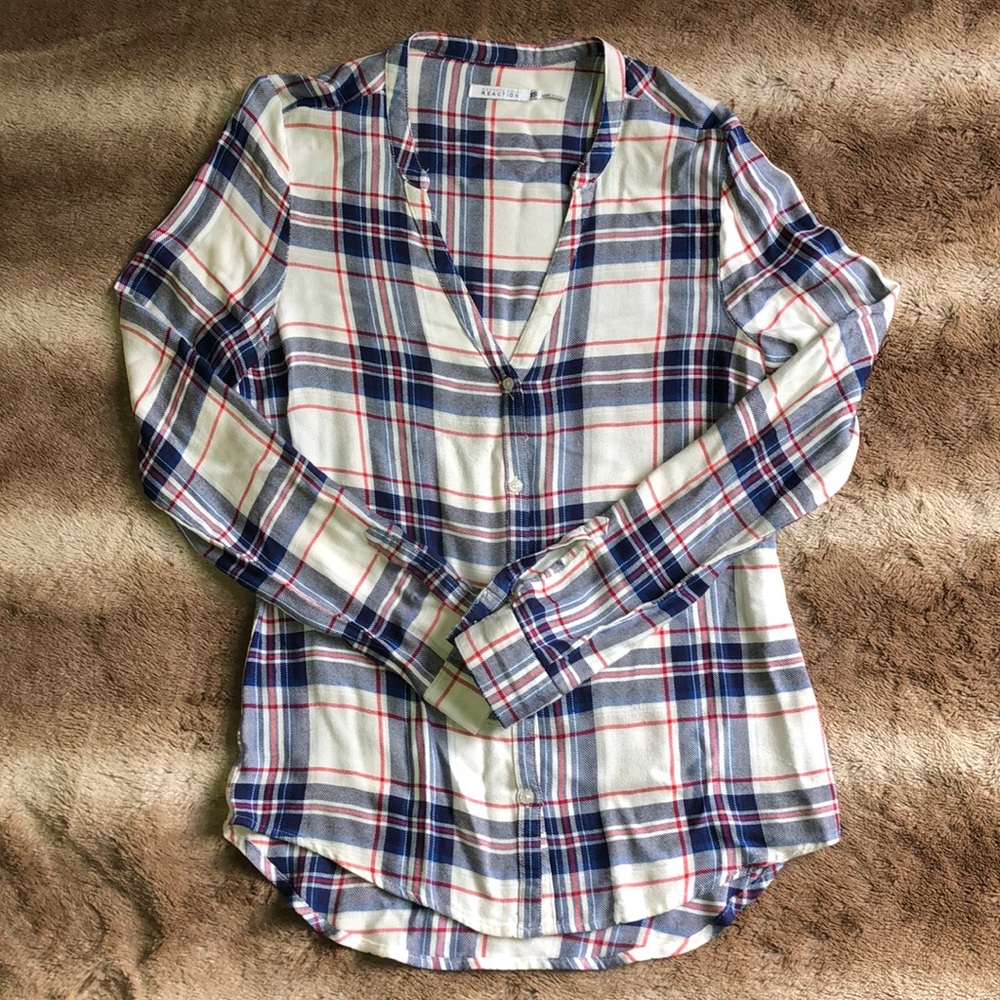 Kenneth Cole Reaction Plaid Button Up, Size XS - Picture 1 of 2